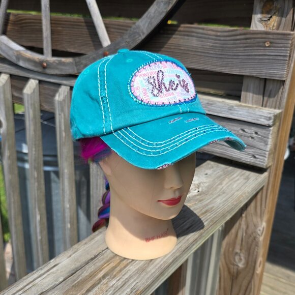 Ladies Turquoise SHe Is BLING Hat NEW - Picture 2 of 4